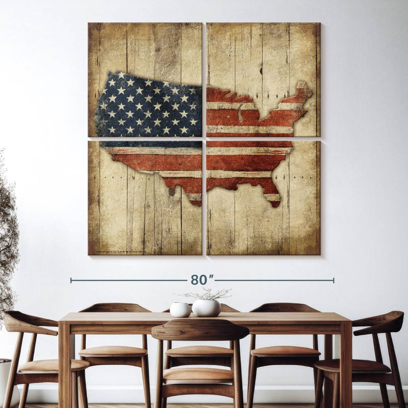 Carte des États-Unis en bois Aliaz, H 74 po x l 74 po