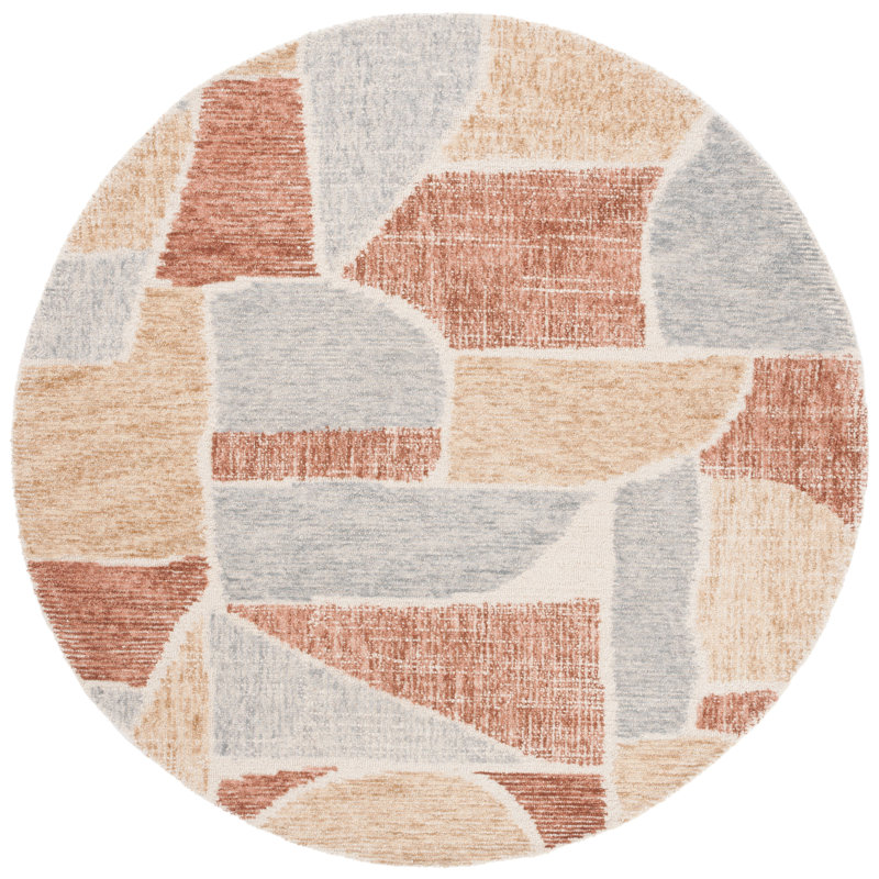 Itzel Hand Tufted Geometric Area Rug , Round 6'