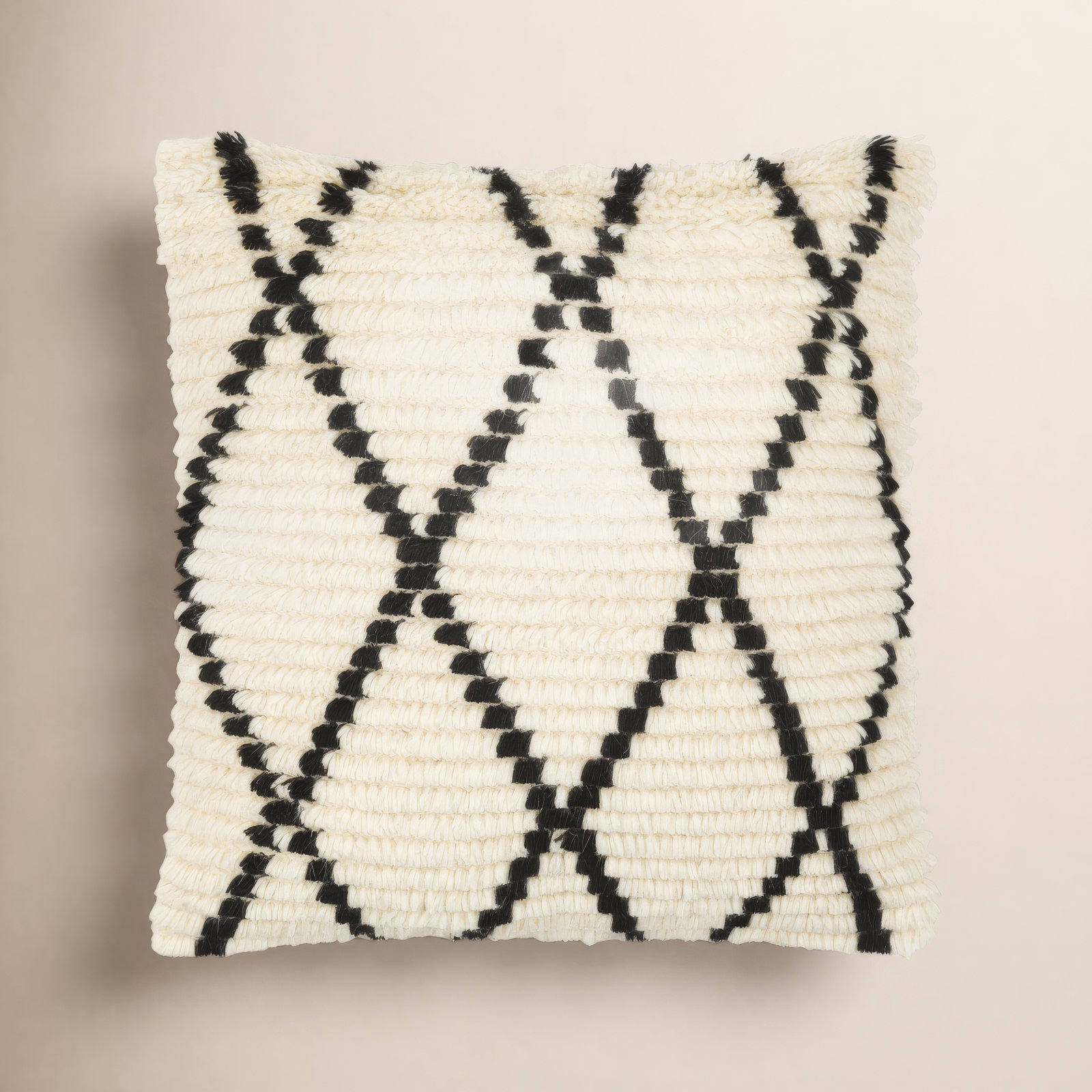 Cyan Geometric Wool Pillow Cover, 18" H x 18" W, Polyester/Polyfill