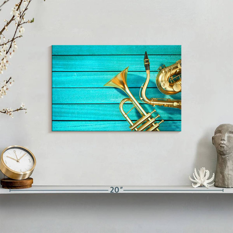 Abarca Saxophone And Trumpet, 8" H x 12" W