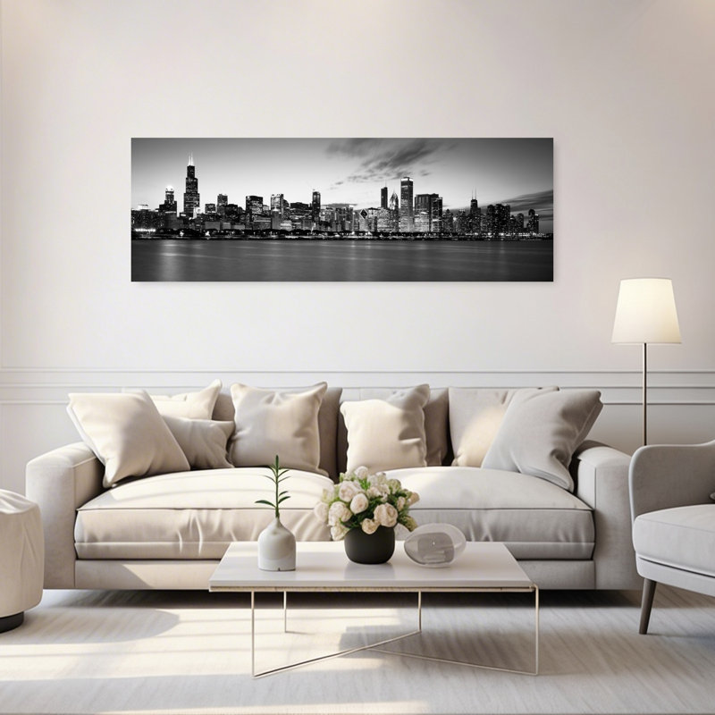 Buildings at the waterfront Lake Michigan Chicago Cook County Illinois USA 1 Piece Wrapped Canvas Panoramic Wall Art