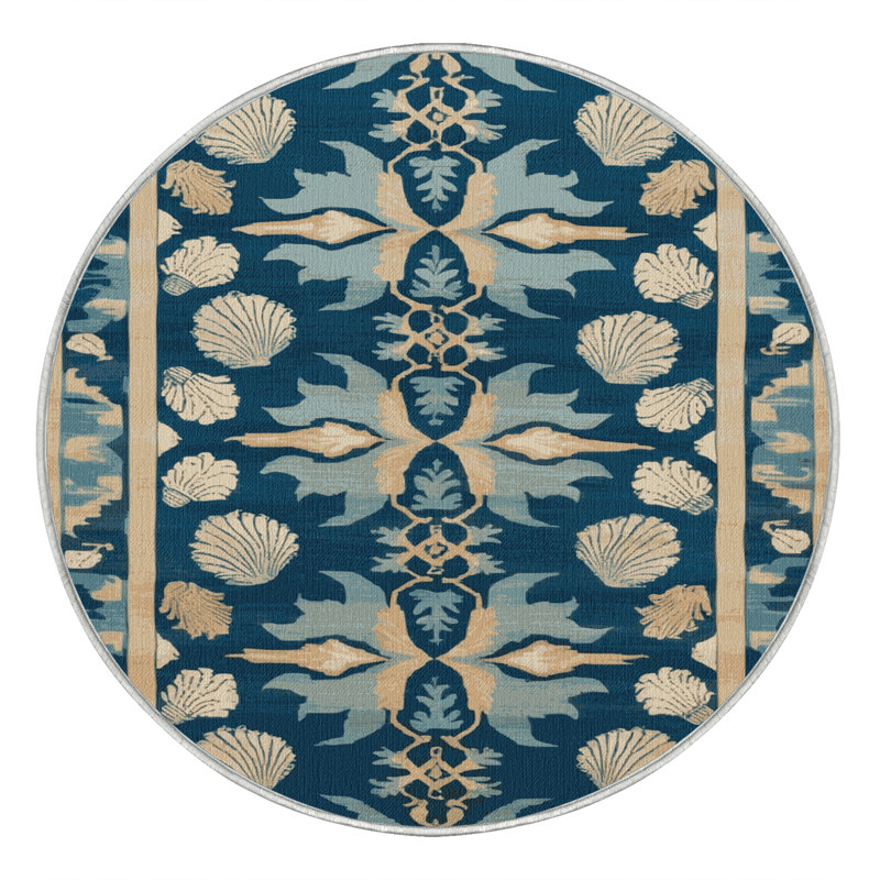 Machine Washable Turkish Beige Area Rug, Round 4'
