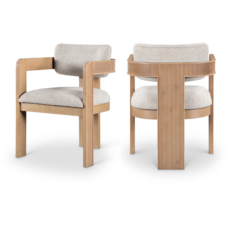 Chaise rembourrée Sacha Frink, Tissu beige texturé en lin, Naturel