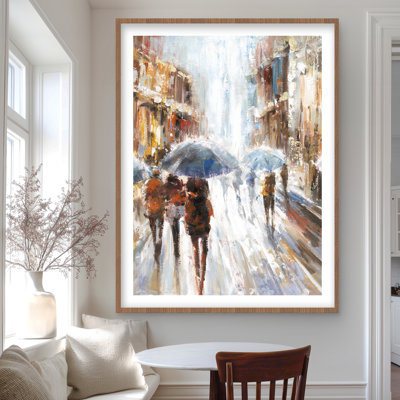 Abstract Passersby in the City - Modern Bedroom Framed Print