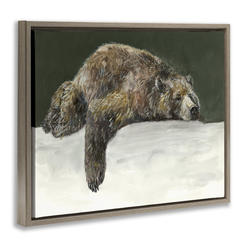 «Sleepy Woodland Bear» par Jacob Q, Cadre flottant orme Montalcino, H 25 po x l 31 po