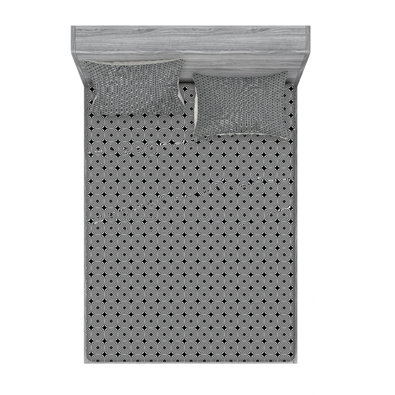 Microfiber Sheet Set, Queen Sheet Set with Fitted Sheet, Gray, Geometric