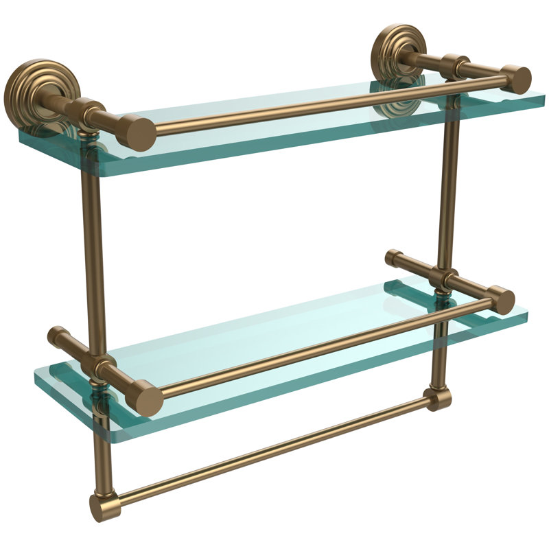 Beresford 2 Piece Tiered Shelf with Towel Bar, Brushed Bronze, 12" H x 16" W x 5" D