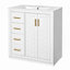 Ensemble de meuble-lavabo 30 po avec lavabo en céramique, meuble de rangement à cadre en bois, ensemble de meuble-lavabo autoportant avec 3 tiroirs et portes à fermeture douce-467997037