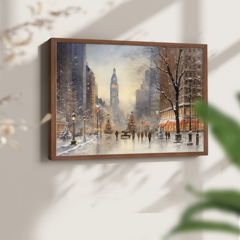 Chirstmas Art-CCCLII -Framed Print - Restickable, H 11 po x l 14 po, Noyer