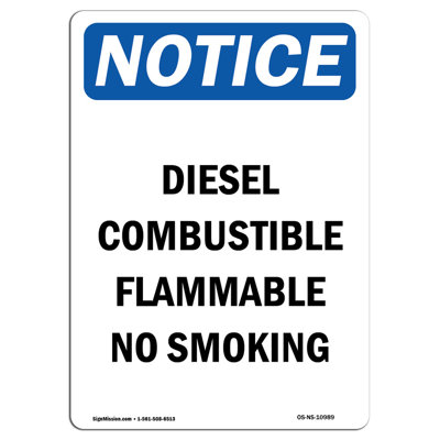 Diesel Combustible Flammable No Smoking Sign