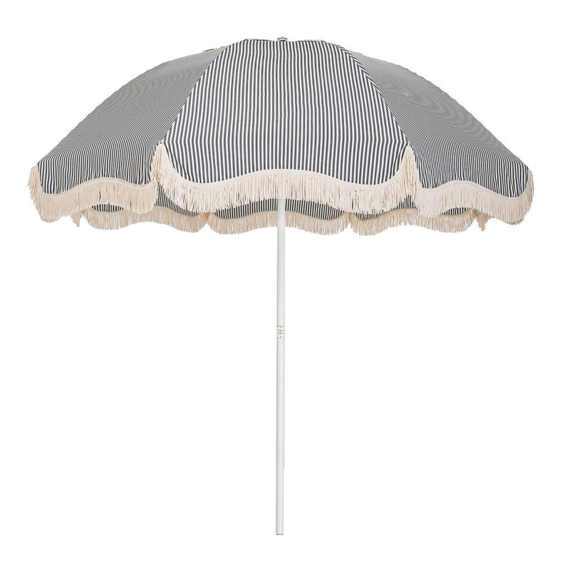 Le parasol de patio, Bleu marine / rayures blanches
