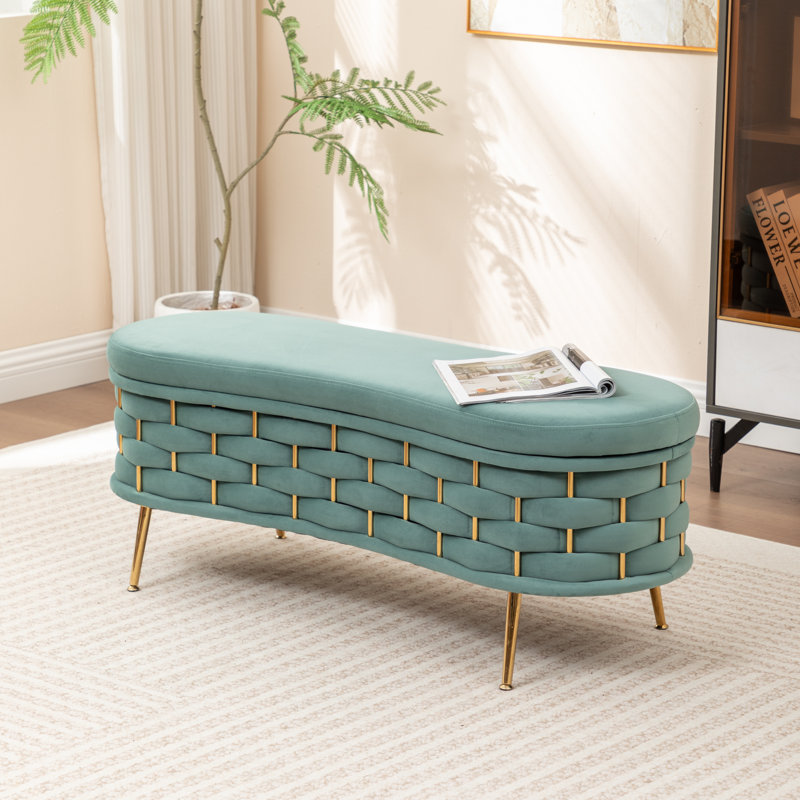 Cristen Upholstered Flip Top Storage Bench, Green