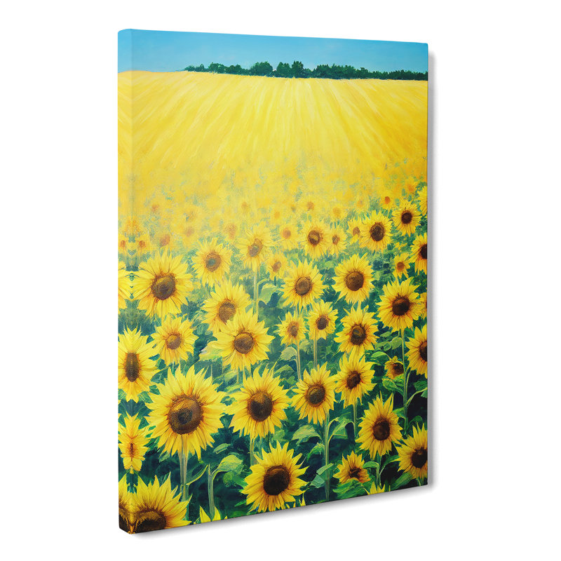 Rivanna Sunflower Field Abstract - Wrapped Canvas, 76cm H x 50cm W