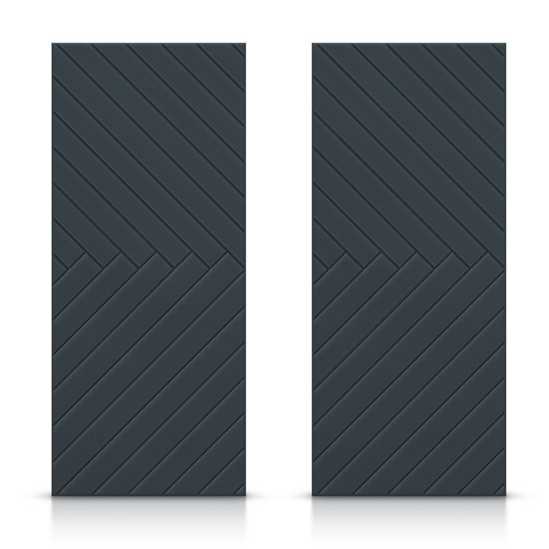 Portes de placard coulissantes à panneaux en bois manufacturé, Gris anthracite, 72" x 96"