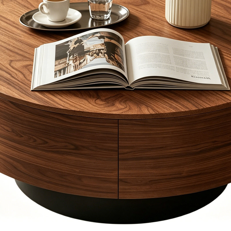 Table basse French French Premium, 13" H x 31.49" W x 31.49" D, Tan/Brown/Black