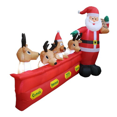 The Holiday Aisle® Santa and His Reindeer Inflatable & Reviews | Wayfair