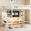 Lit mezzanine en métal avec meuble télé, escalier et garde-robe - White Perfection-451030956