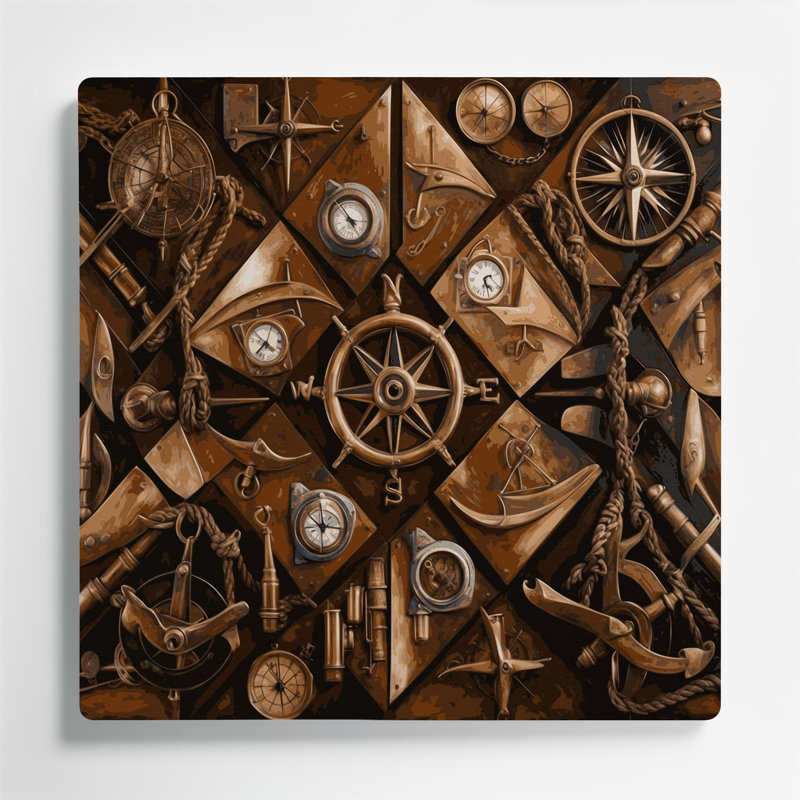 Art mural noir, pièces de bateau nautique, H 8 po x l 8 po