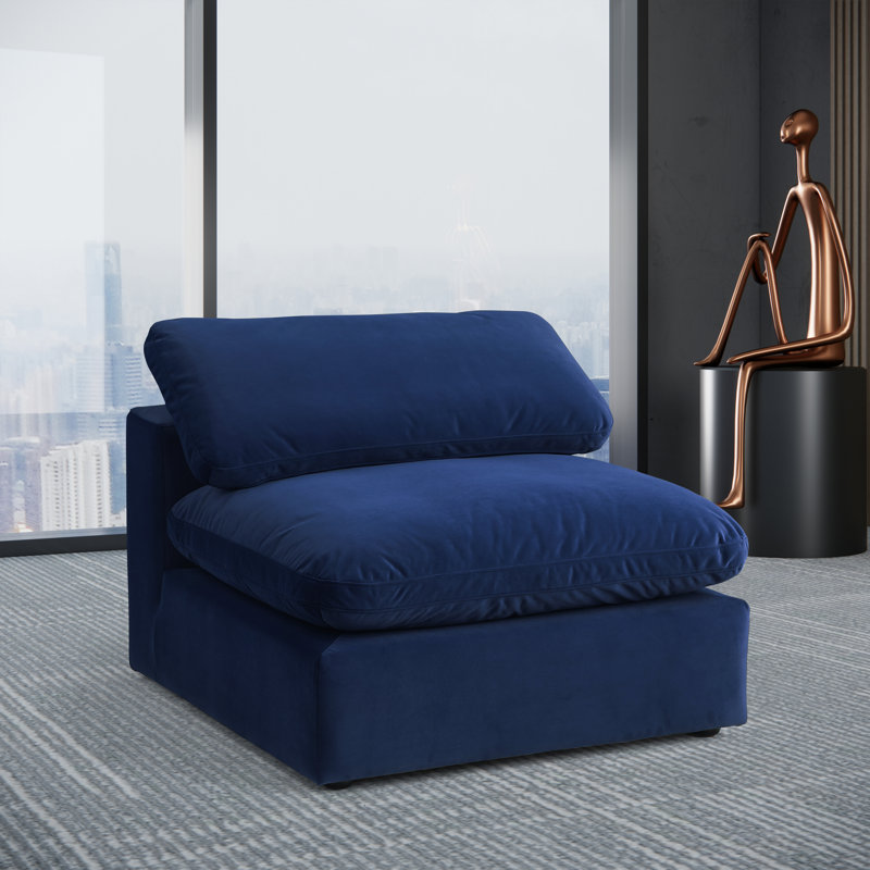 Fauteuil l 40 po, Velours bleu marine