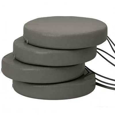 4 coussins de siège d'extérieur ronds - coussins de chaise de patio de 15 po x 2,8 po, attaches antidérapantes pour sièges de 15 à 15,7 po de jardin / patio / salle à manger