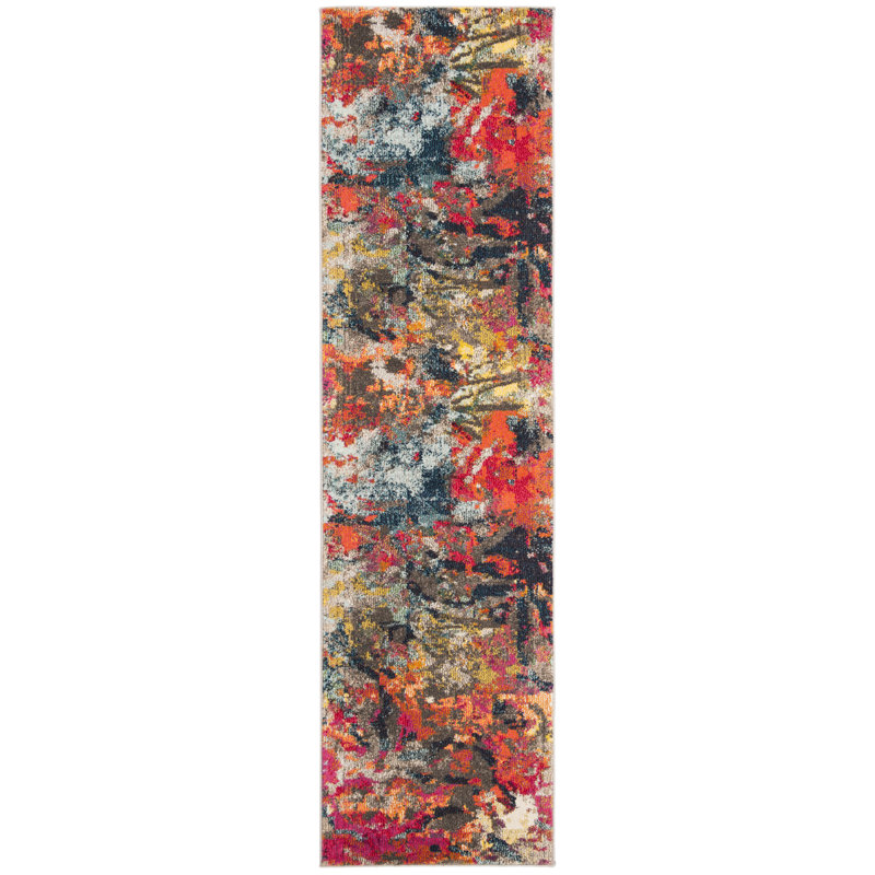 Hertzler Southwestern Blue/Orange Area Rug, Runner 2'2" x 8'
