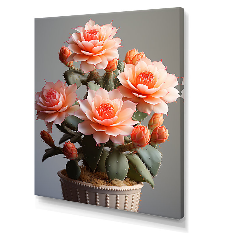 Cactus pêche Aiguilles I - impression, H 32 po x l 16 po x P 1 po, Toile tendue