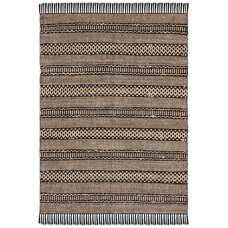 Natural Fiber 123 Hand Woven 50% Jute; 50% Cotton Geometric Shapes Rug, Rectangle 3' x 5'