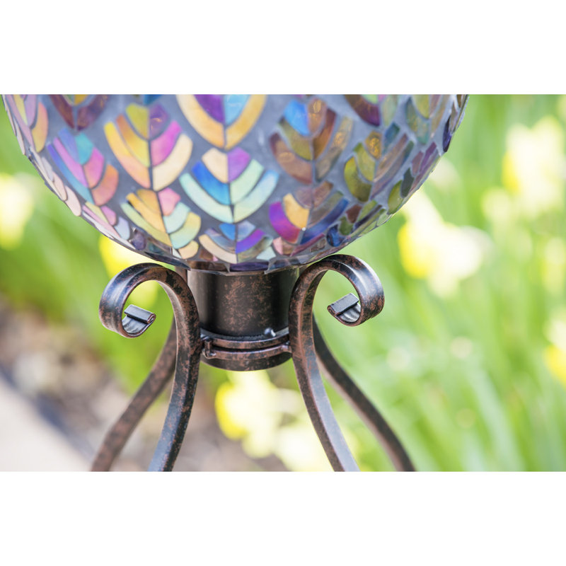 Elegant Black Iron Curlicue Gazing Ball Stand