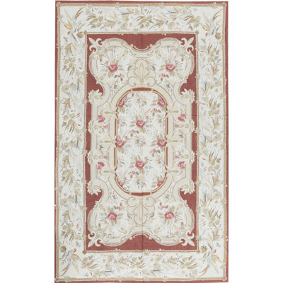 Hand-Knotted High-Quality Red and Beige Area Rug