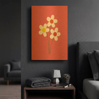 « Marguerites I » d'Ann Kelle, tableau mural en métal doré, 40,6 x 61 cm