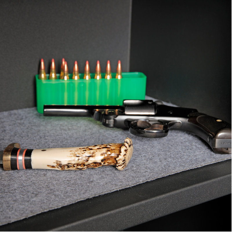 Black Metal 5-Rifle Locking Gun Storage Cabinet with Pistol Compartment