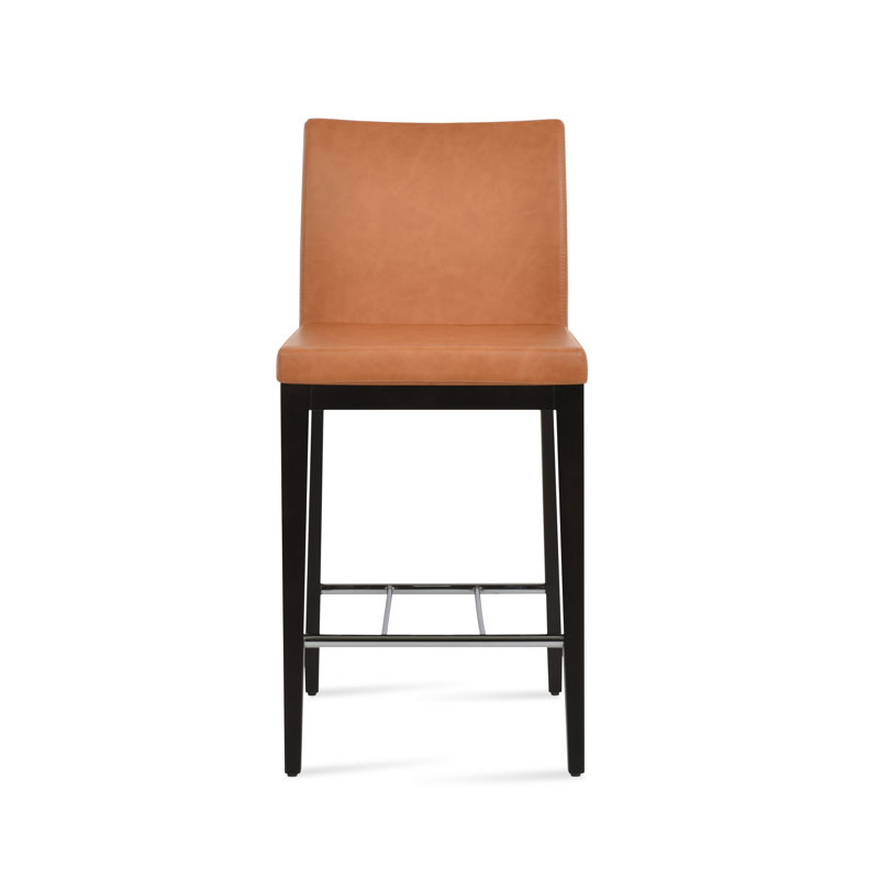 Tabouret de bar Aria, Similicuir caramel PPM, Wengé