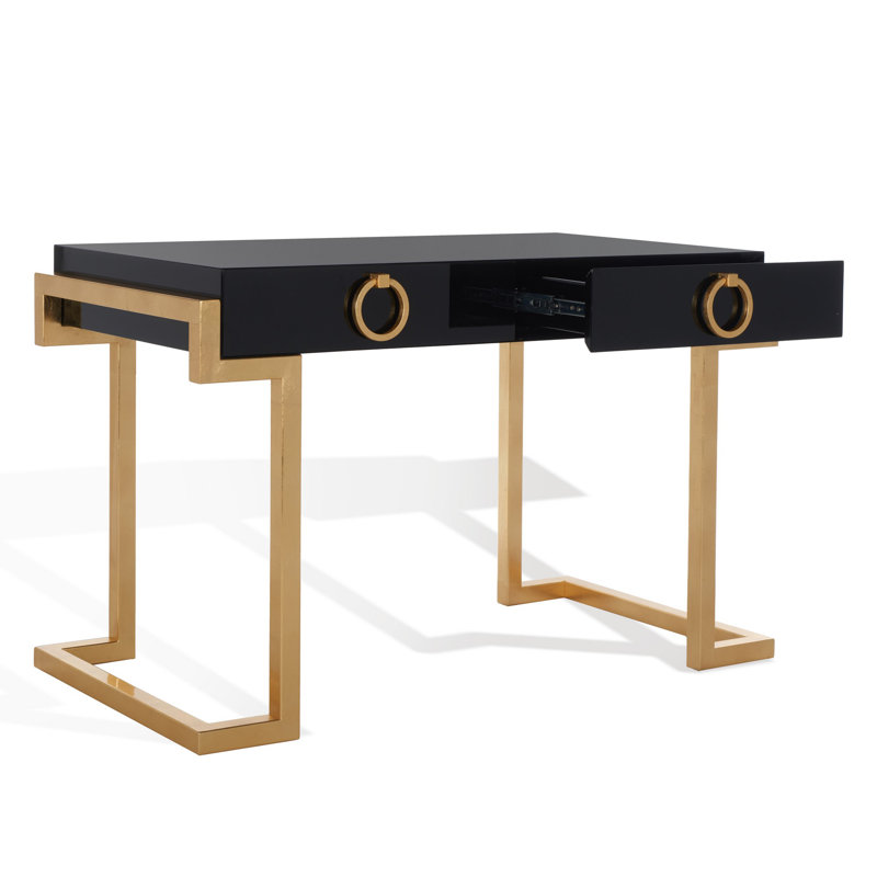 Hamlig Modular Writing Desk, Black Lacquer/Gold