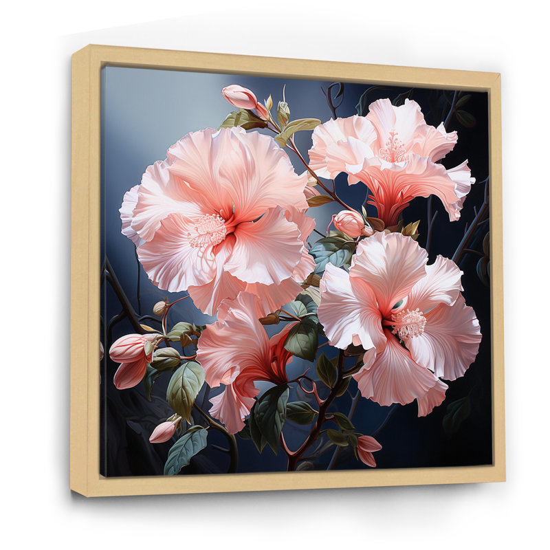 Hibiscus Impression romantique VI - Hibiscus, art mural, H 16 po x l 16 po x P 1 po, Cadre naturel flottant