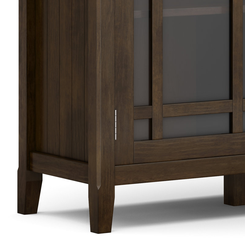Bedford Dark Tobacco Brown Solid Wood Storage Cabinet with Glass Doors