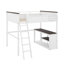 Grand lit mezzanine avec bureau, tablette ouverte et station de charge USB