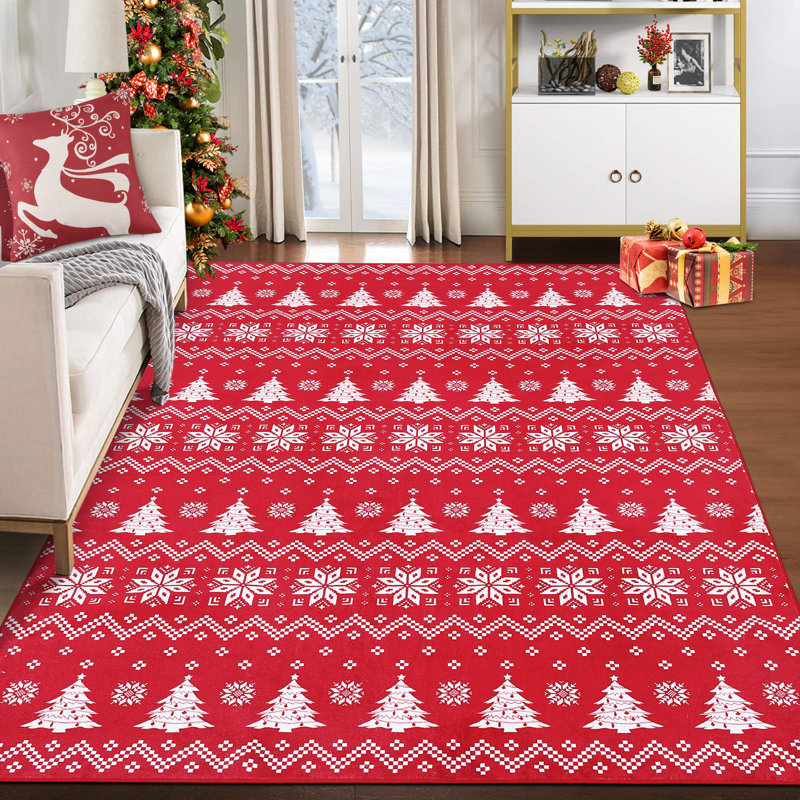 Christmas Decorative Area Rug Washable Modern Rug for Living Room Dining Room, Rectangle 8' x 10'