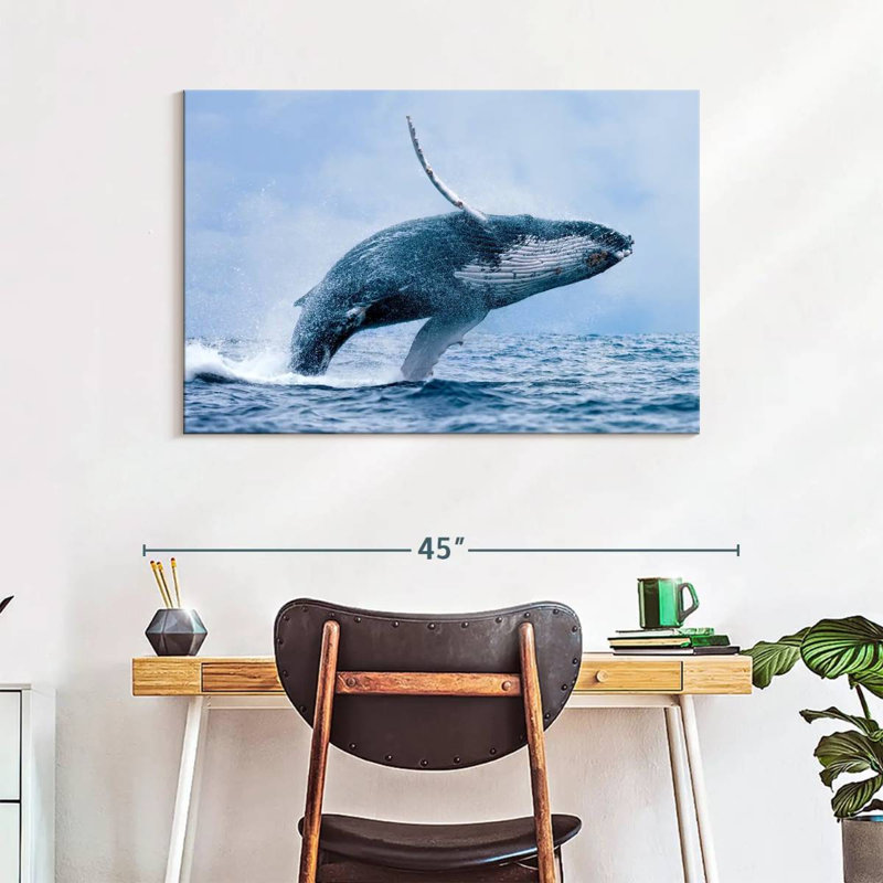 Brampt Leaping Humpback Whale, 26" H x 39" W