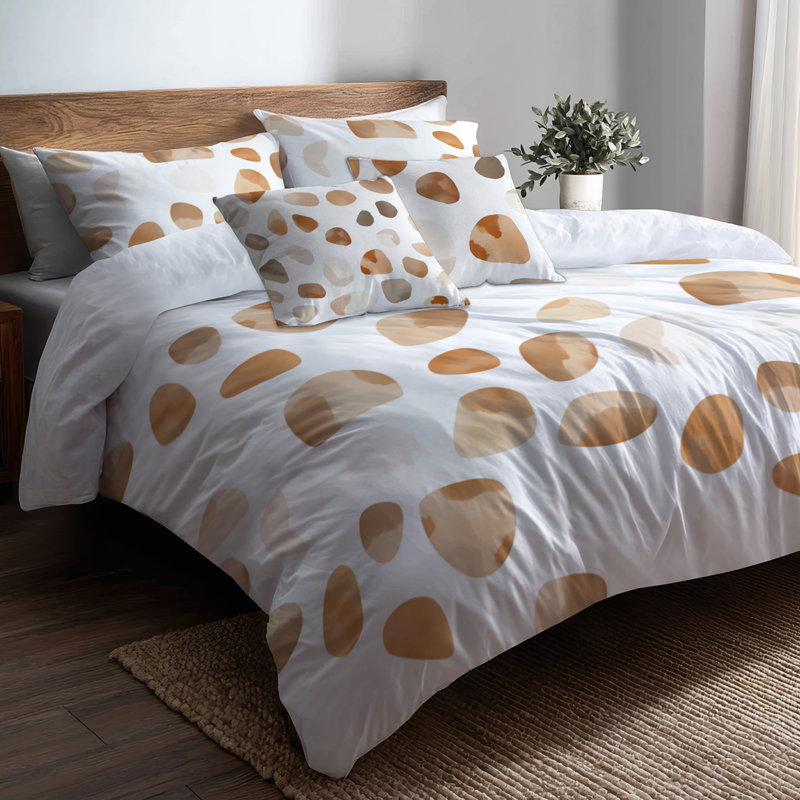 Ensemble de literie moderne 6 pièces - Ensemble de literie et de coussins beige en argile douce