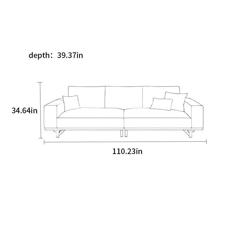 Canapé de style wabi-sabi en bloc de tofu de style médiéval, H 34,64 po x l 110,23 po x P 39,37 po, 4