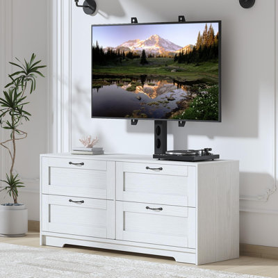 Meuble télé avec support et 4 tiroirs convenant aux téléviseurs 32/45/55/65/75/80 pouces, centre de divertissement noir avec support à hauteur réglable pour le salon et la chambre à coucher