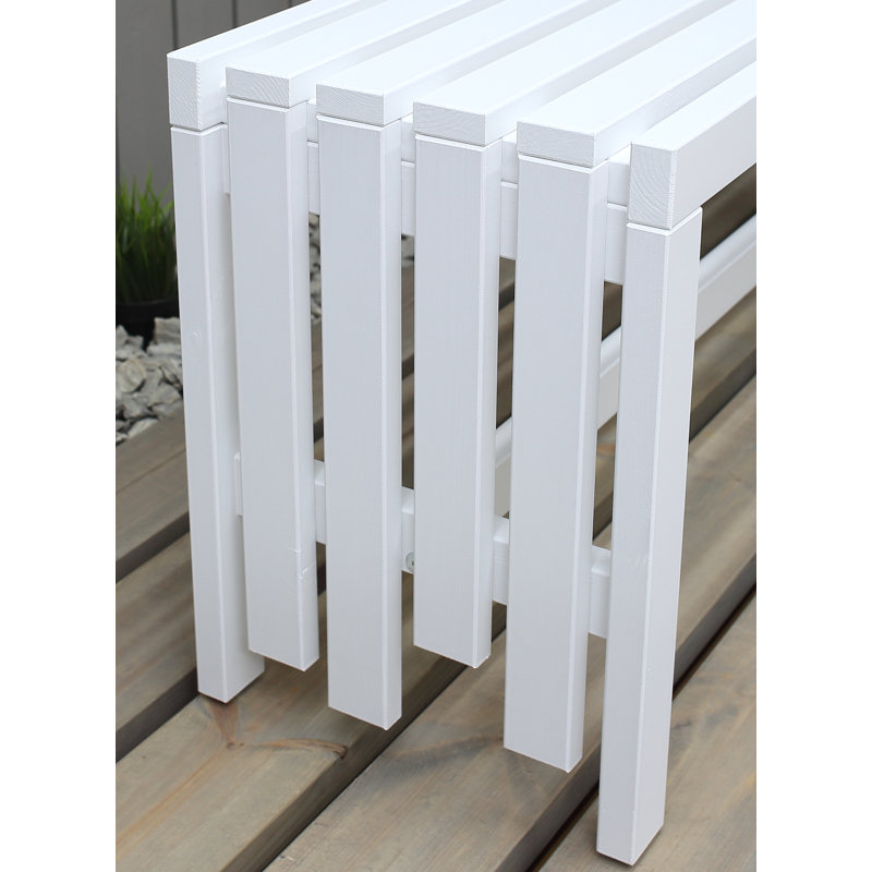 Madhav Solid Wood Pine Outdoor Bench, White