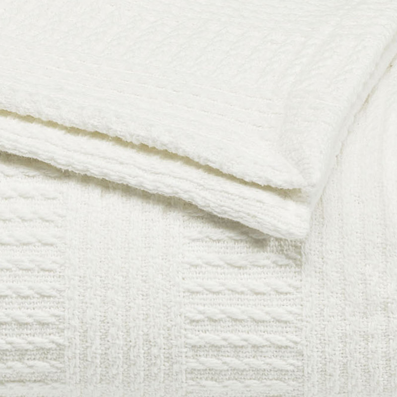Nautica Rope Stripe Cotton Blanket, Queen, 	White