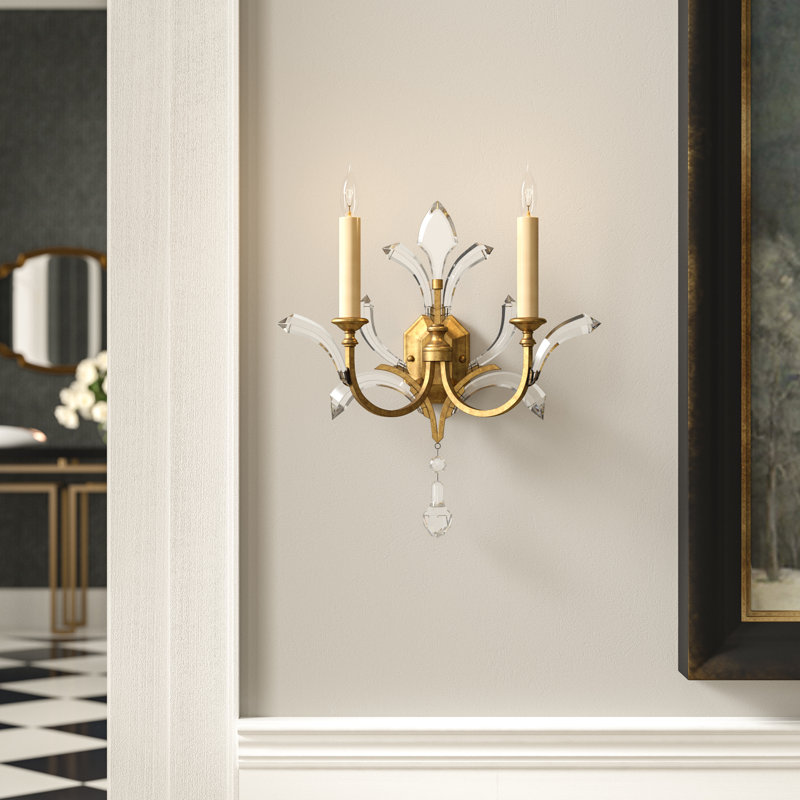 Beveled Arcs 2 - Light Candle Wall Light, Muted Gold Leaf