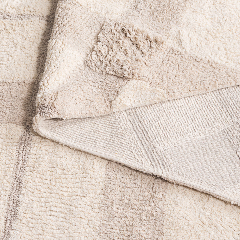 Tapis beige en coton tissé à la main et à plat Auguste, Rectangle de 5 pi x 8 pi