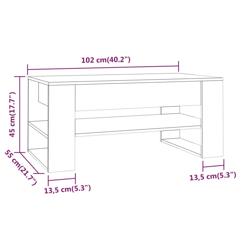 Jahmyia Sled Coffee Table with Storage, 45cm H x 55.5cm W x 55cm D, Brown Oak