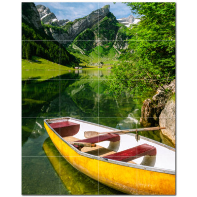 Boat Photo 4.25'' x 4.25'' Satin Ceramic Decorative Mural