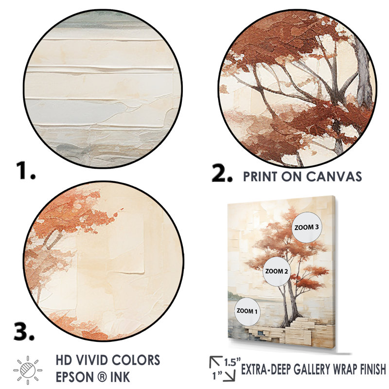 Minimalisme, séquoia beige, H 44 po x l 34 po x P 1,5 po, Cadre simple argenté