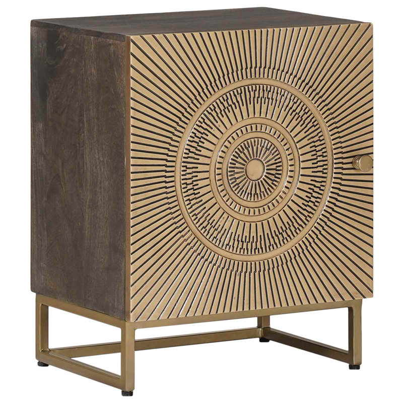 40cm W Solid Wood Bedside Table, Coffee Brown