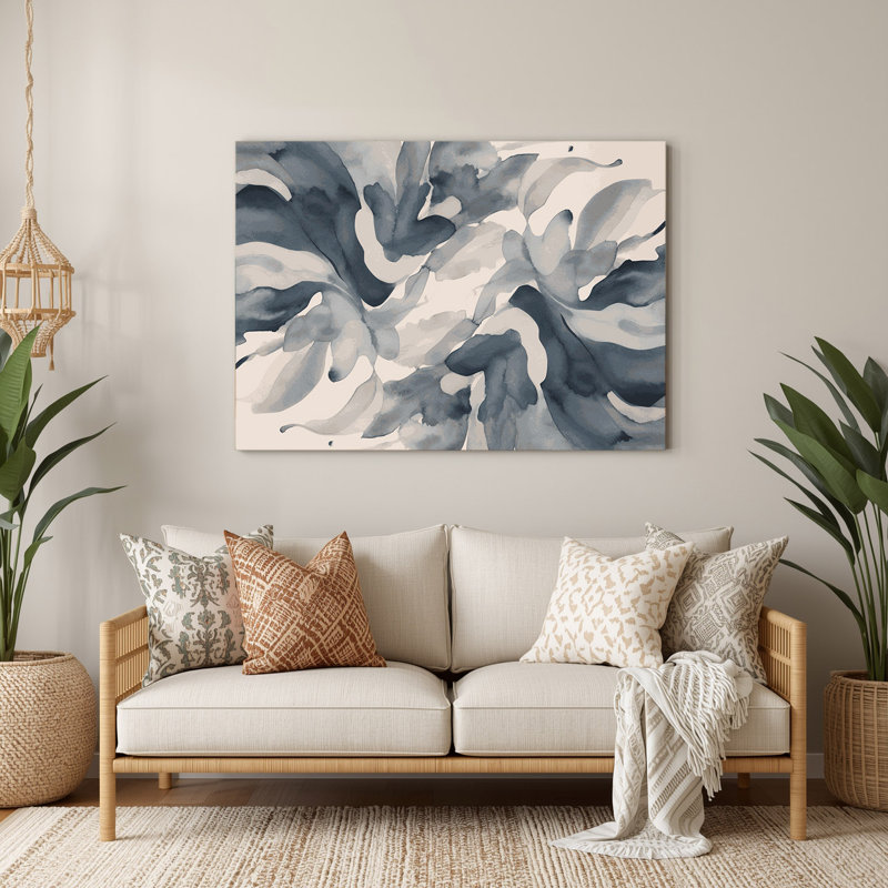 Aquarelle abstraite, art mural en métal bleu 14, H 20 po x l 30 po